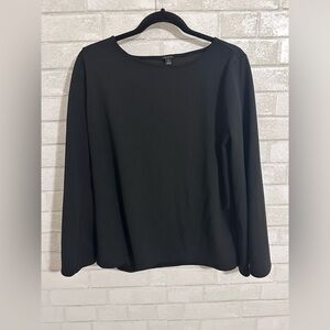 Elegant Black Gothic Romantic Women's Top Flare Bell Sleeves Ann Taylor XL #1979